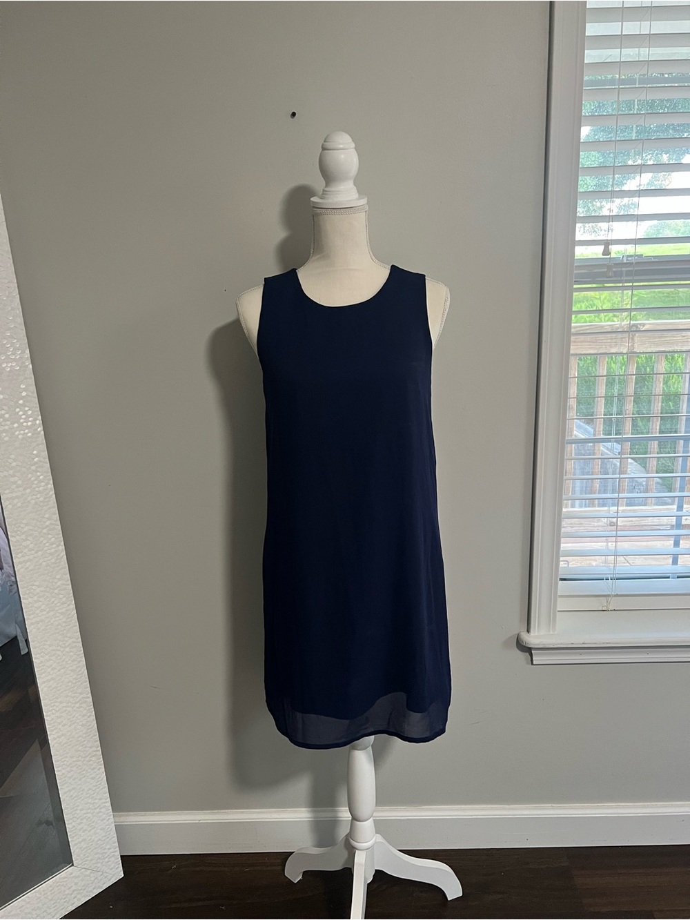 Naked Zebra Navy Classic Sleeveless Shift Dress with Silver Zip